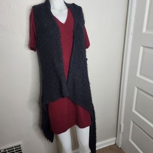 L'Agence Black Duster Vest Long Sleevless